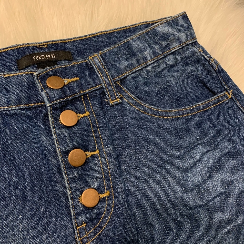 Forever 21 High Waisted Button Front Denim Shorts - Picture 11 of 14